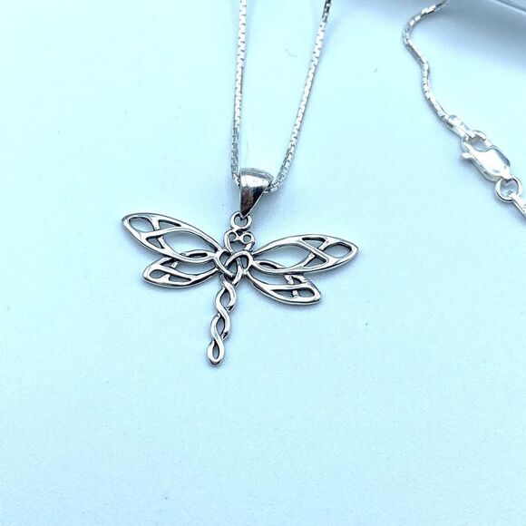 Dragonfly Sterling Silver Necklace, Spiritual - Picture 3 of 6